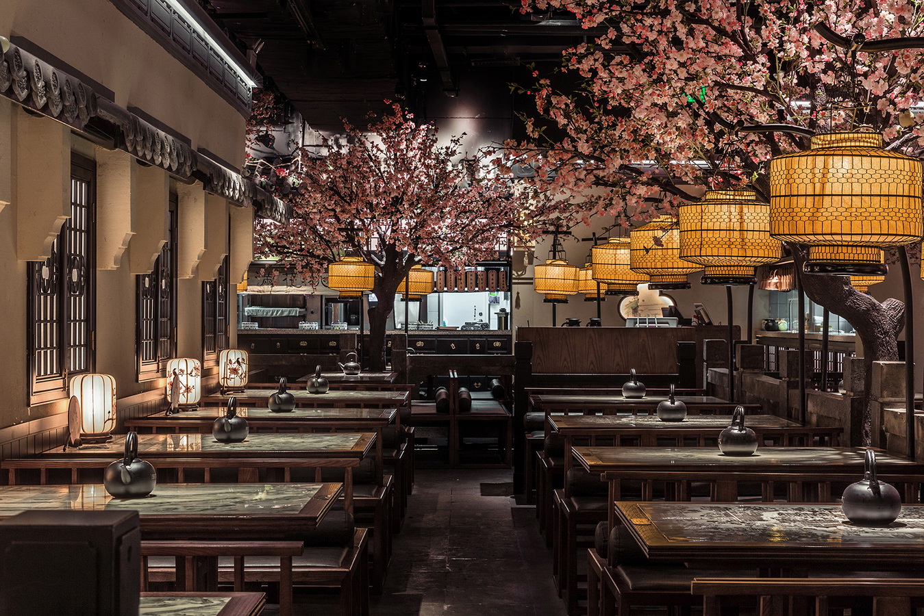800平方桃花里主题中式餐厅效果图