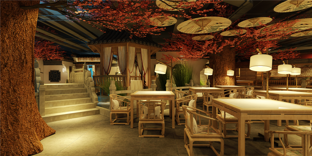 桃花源500平方中式主题餐厅设计